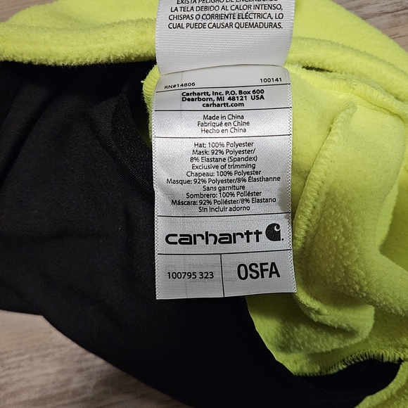 Carhartt Mens Brite Lime Fleece 2 In 1 Hat Balaclava - Picture 4 of 5